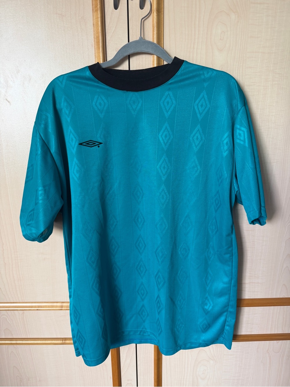 Vintage 90s Umbro Diamond Monogram Training Jersey - Teal Blue / Emerald